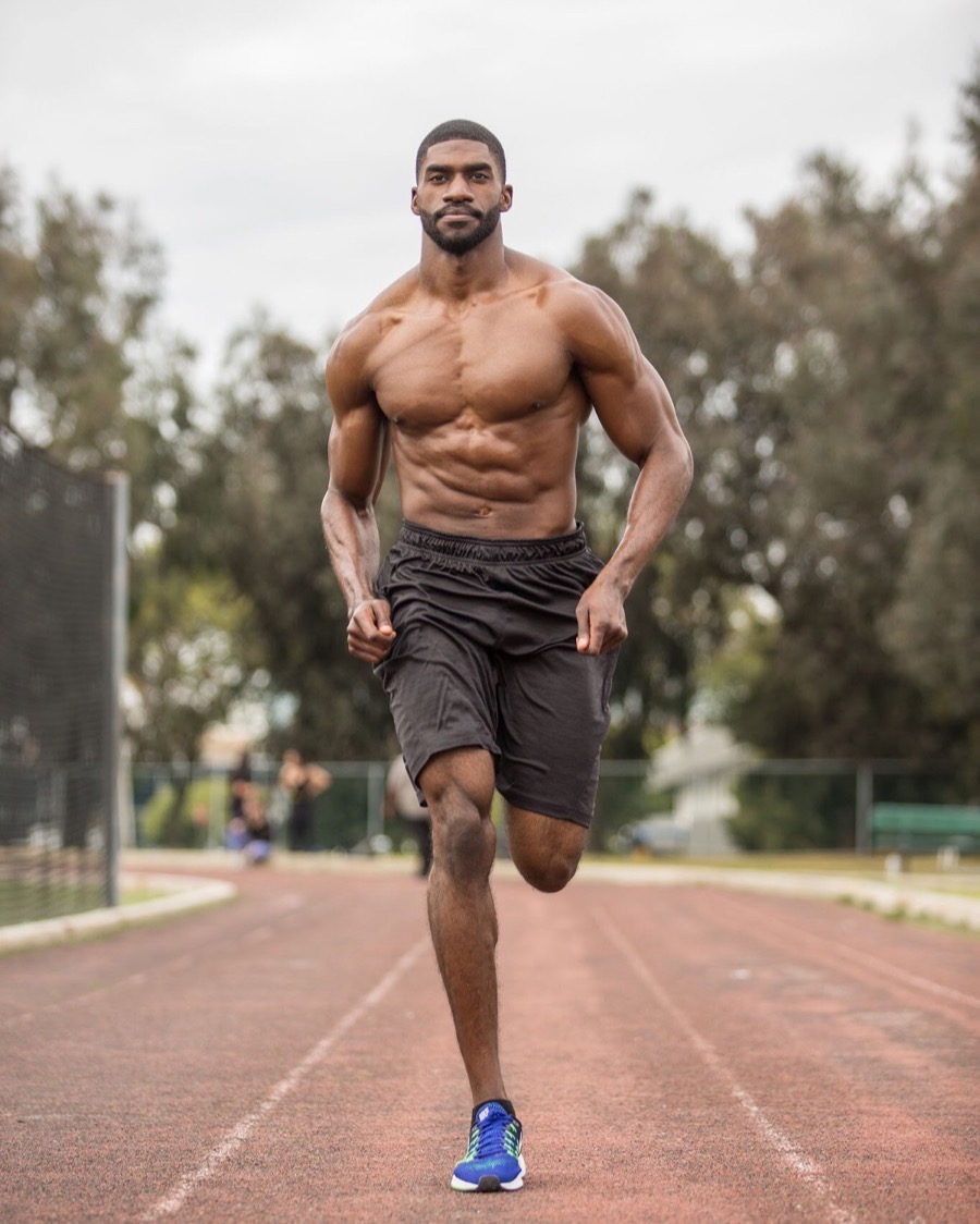Calvin sprinting on the track